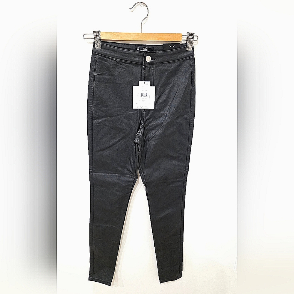 BWT Missguided Vice Coated High Waist Tube Jeans US6 Bikercore
